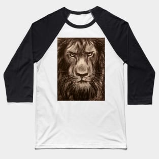 Lion - Charcoal drawing of a Lion Baseball T-Shirt